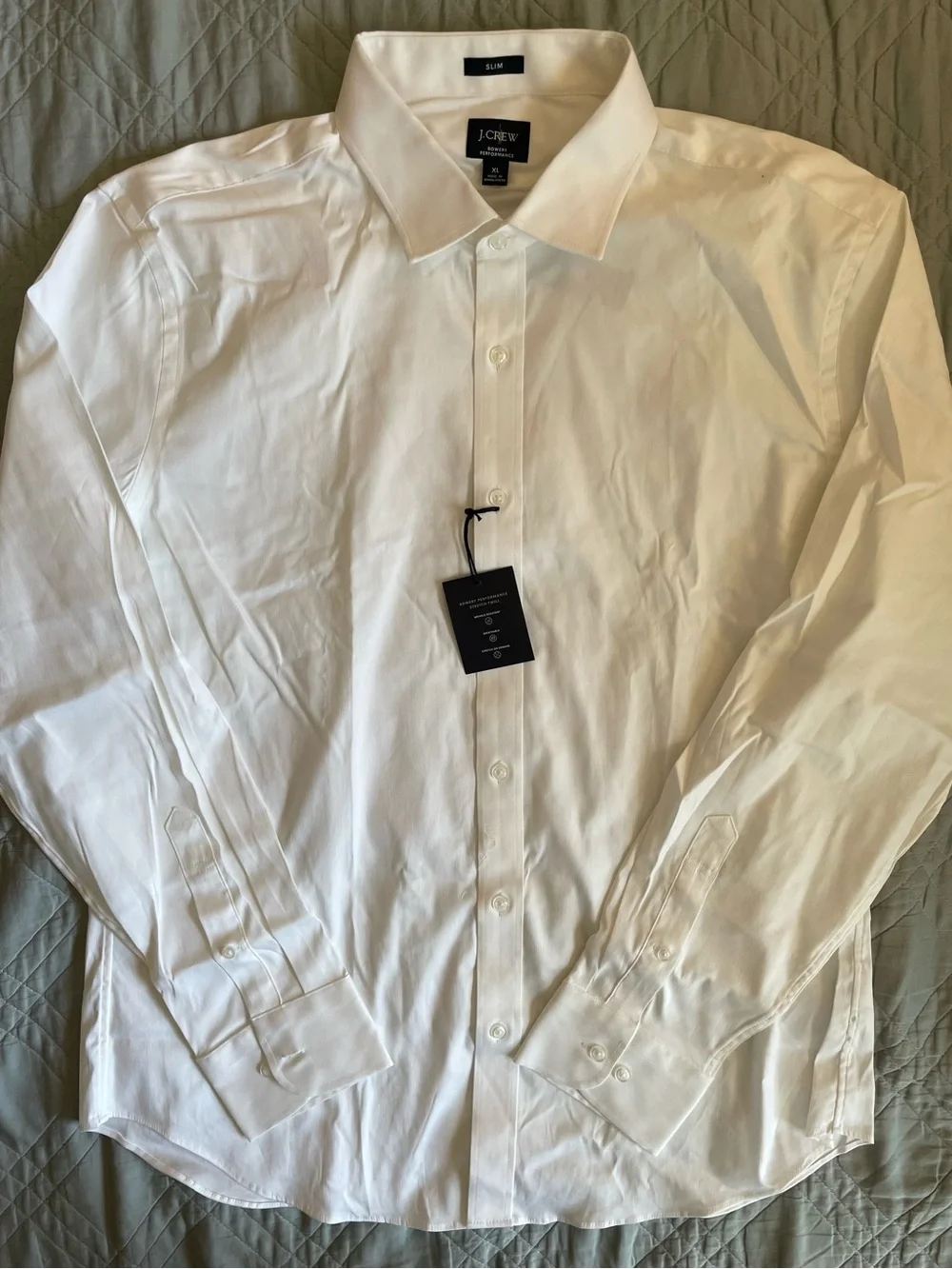 J. CREW Slim Bowery performance stretch dress shirt spread collar XL $98 CA351